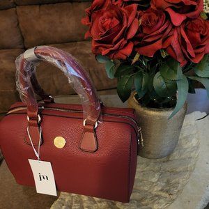 Red leather hand bag